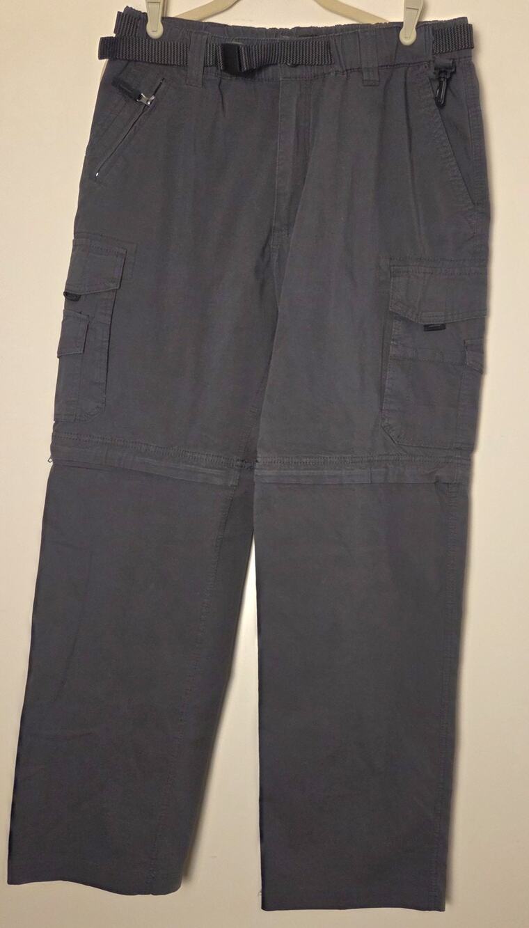BC Clothing Men's Convertible Stretch Cargo Hiking Pants Shorts Gray Size M x 32